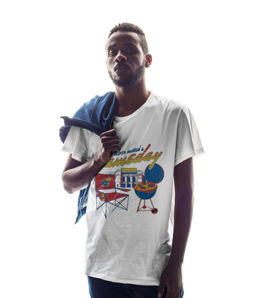 Kansas Jayhawks Never Missed A Gameday BBQ Chair Stadium Grill T-Shirt
