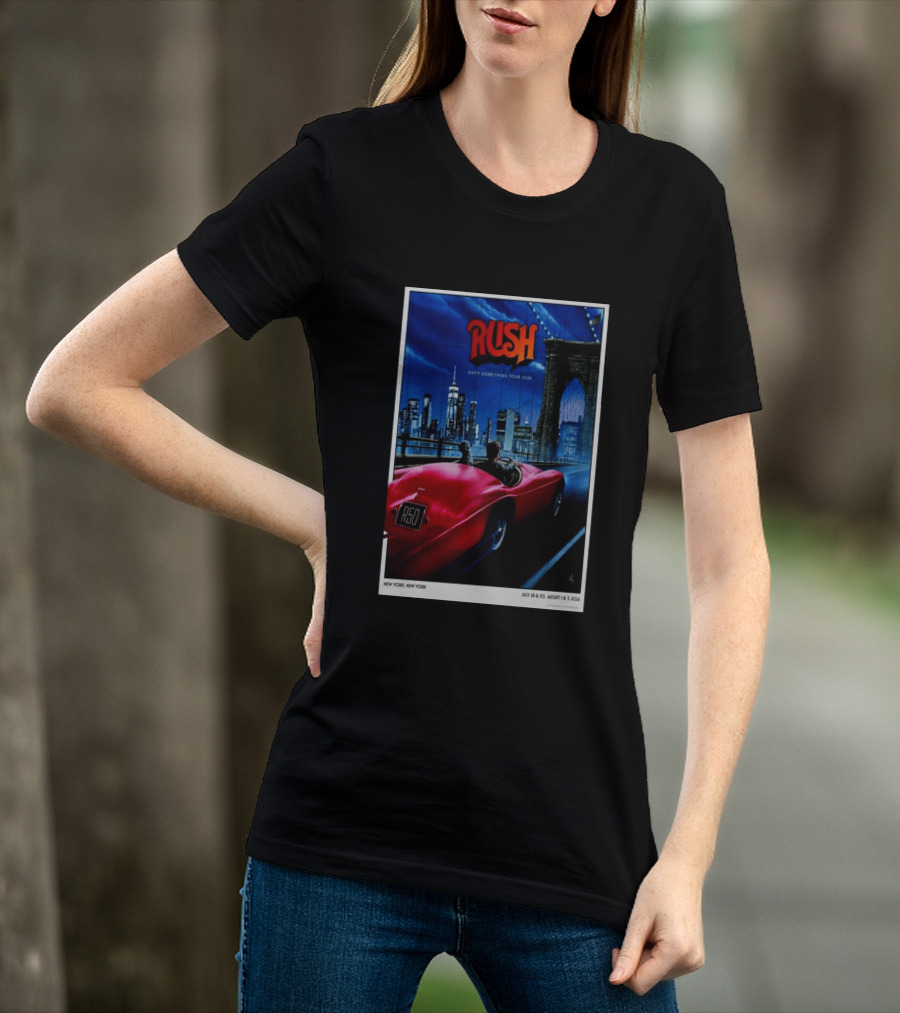 Rush Fifty Something Tour 2026 Manhattan NYC July 28 30 August 1 3 New York Bridge Red Car T-Shirt