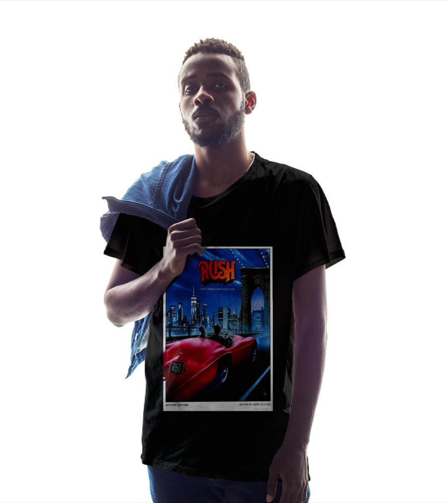 Rush Fifty Something Tour 2026 Manhattan NYC July 28 30 August 1 3 New York Bridge Red Car T-Shirt