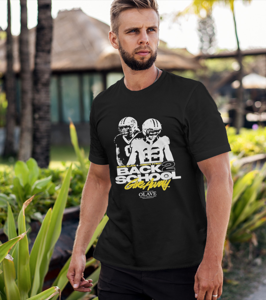 Chris Olave Jordyn Tyson Back 2 School Give Away Olave Connections T-Shirt