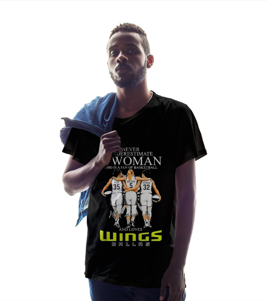 Never Underestimate A Woman Who Is A Fan Of Basketball And Loves Dallas Wings T-Shirt