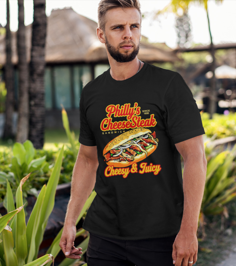 Philly's Cheesesteak Sandwich Cheesy & Juicy Since 1930 Classic Flavor Experience T-Shirt