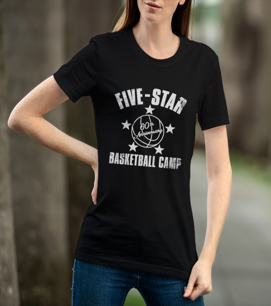 FIVE STAR 60th Anniversary Basketball Camp Ball And Stars T-Shirt