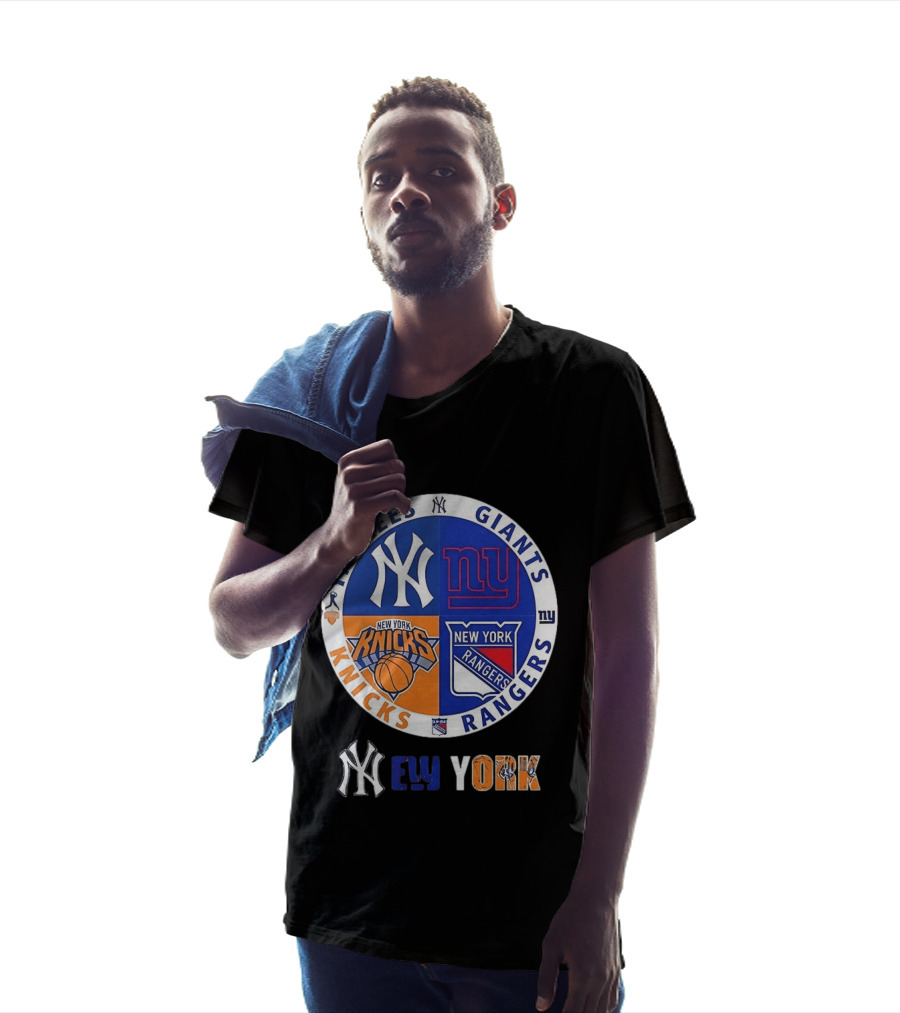 Yankees Giants Knicks Rangers New York Sports Teams Logos T-Shirt
