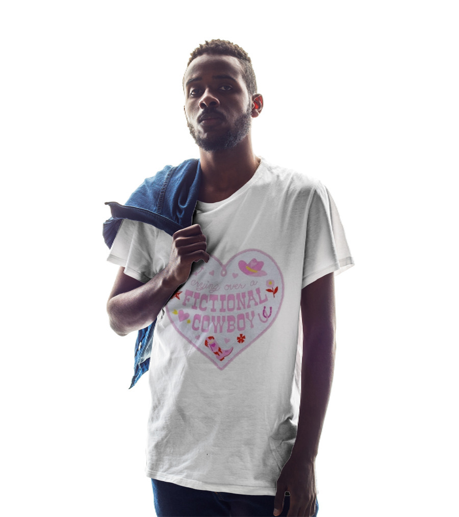 Crying Over A Fictional Cowboy Heart With Pink Hat Boot And Horseshoe T-Shirt