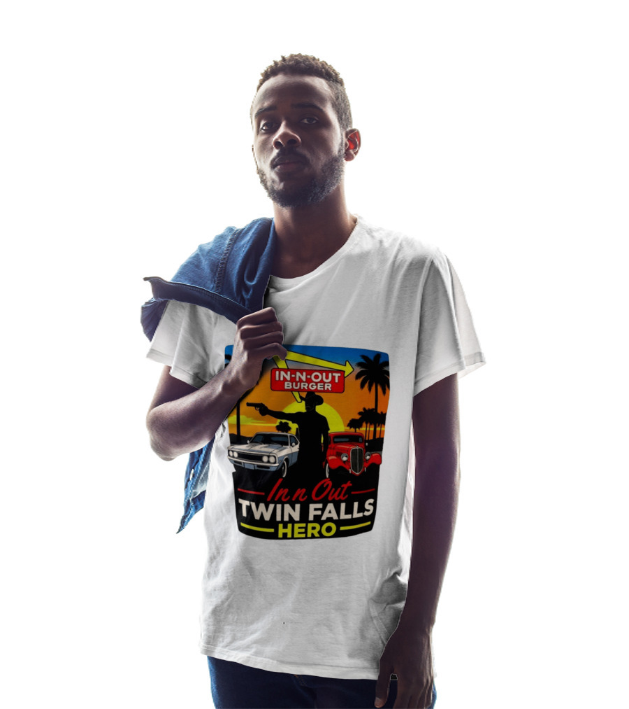 In N Out Burger Twin Falls Hero Sunset Cars Palms 2026 T-Shirt