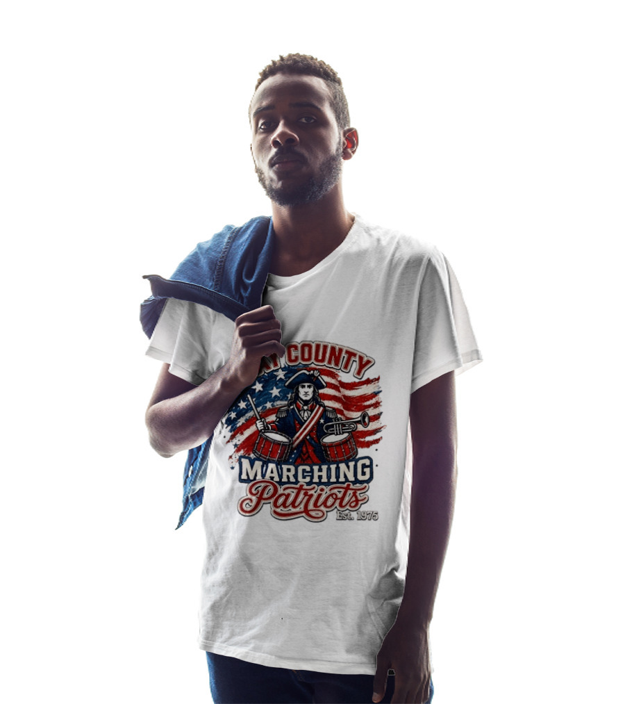 Jay County Marching Patriots Est 1975 American Flag Drummer T-Shirt
