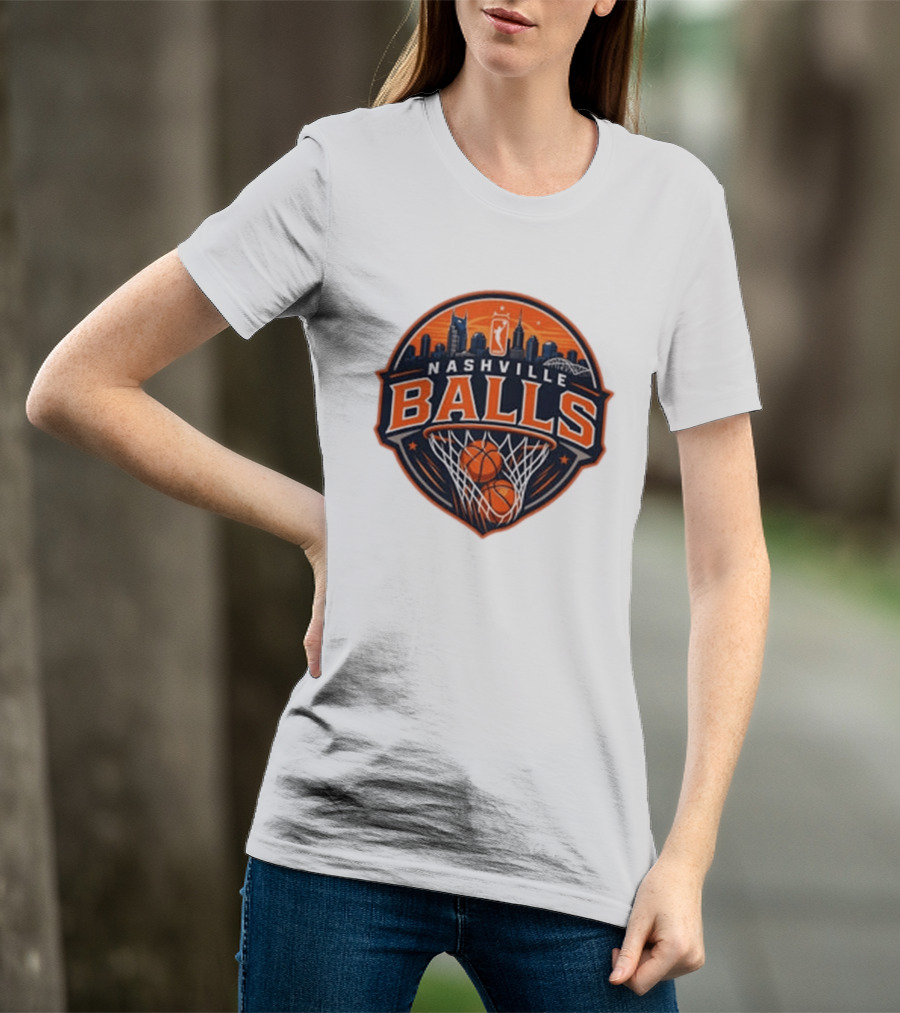 Nashville Balls Skyline Basketball Logo Cityscape T-Shirt