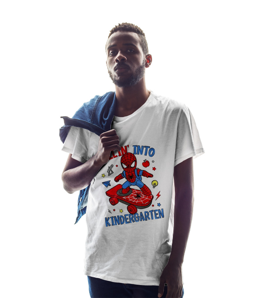 Rollin' Into Kindergarten Spider Man Skateboard Adventure T-Shirt