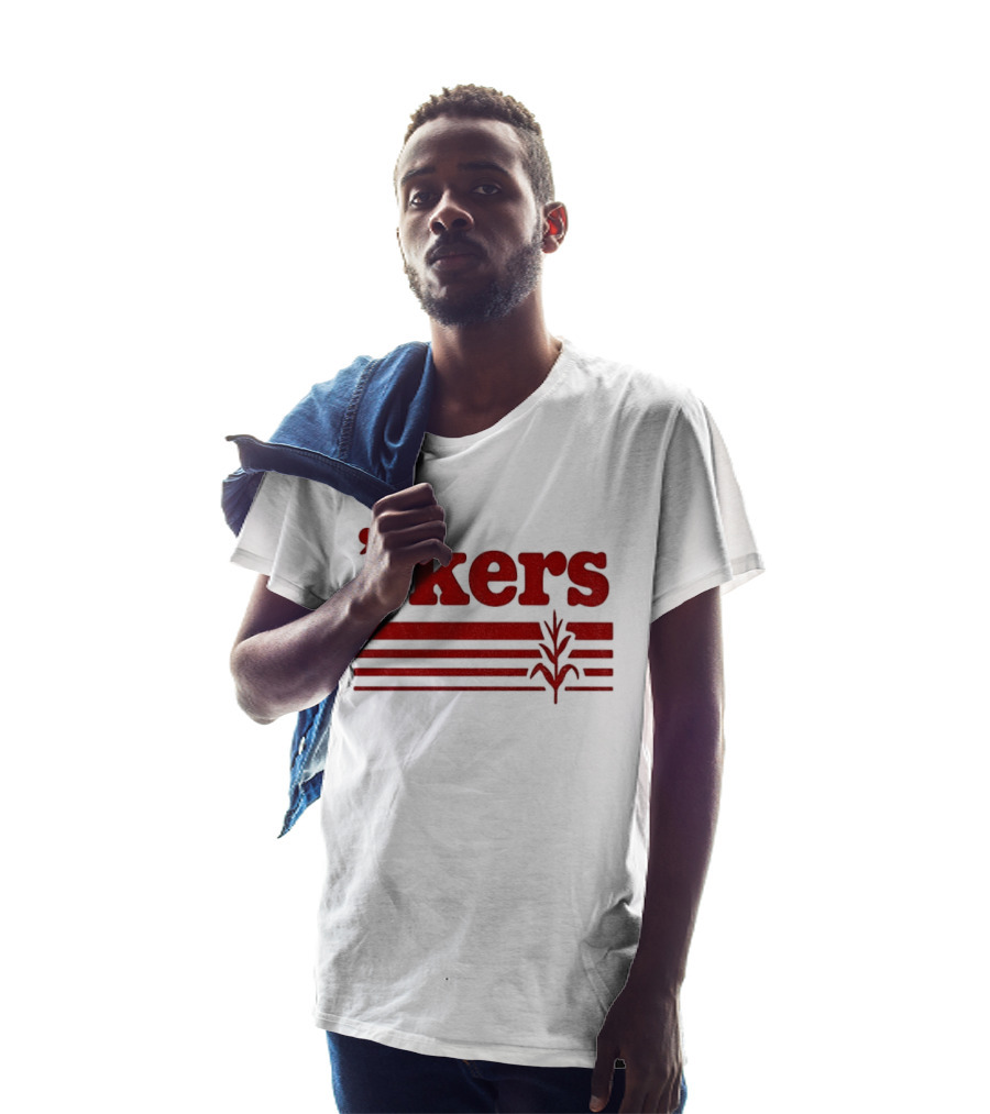 Skers Nebraska Cornhuskers Text Red Lines T-Shirt