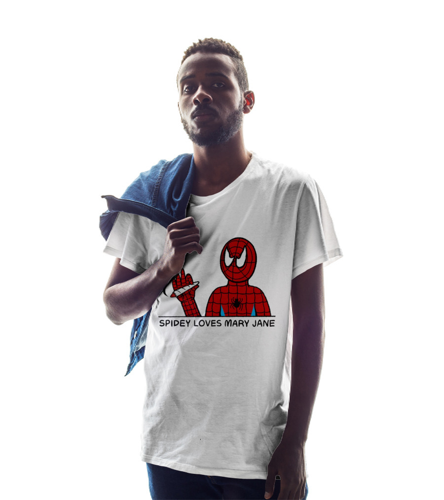 Spidey Loves Mary Jane Spider Man Smoking Humor T-Shirt
