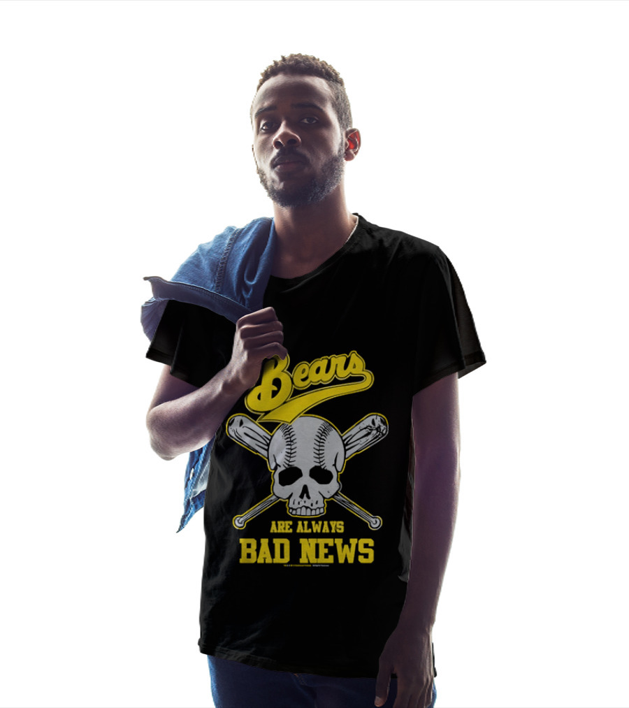 Bears Are Always Bad News Baseball Skull Crossed Bats T-Shirt