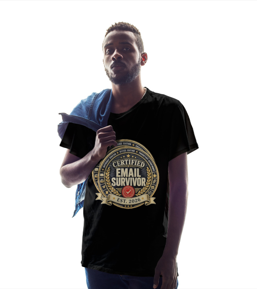 Certified Email Survivor Officially Verified Office Edition Productivity Paragon Est 2026 T-Shirt