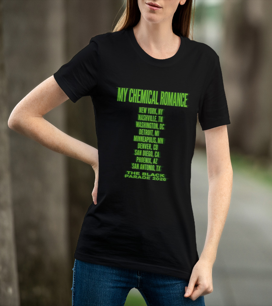 My Chemical Romance The Black Parade 2026 New York City Nashville Washington Detroit Minneapolis Denver San Diego Phoenix San Antonio Tour Dates T-Shirt
