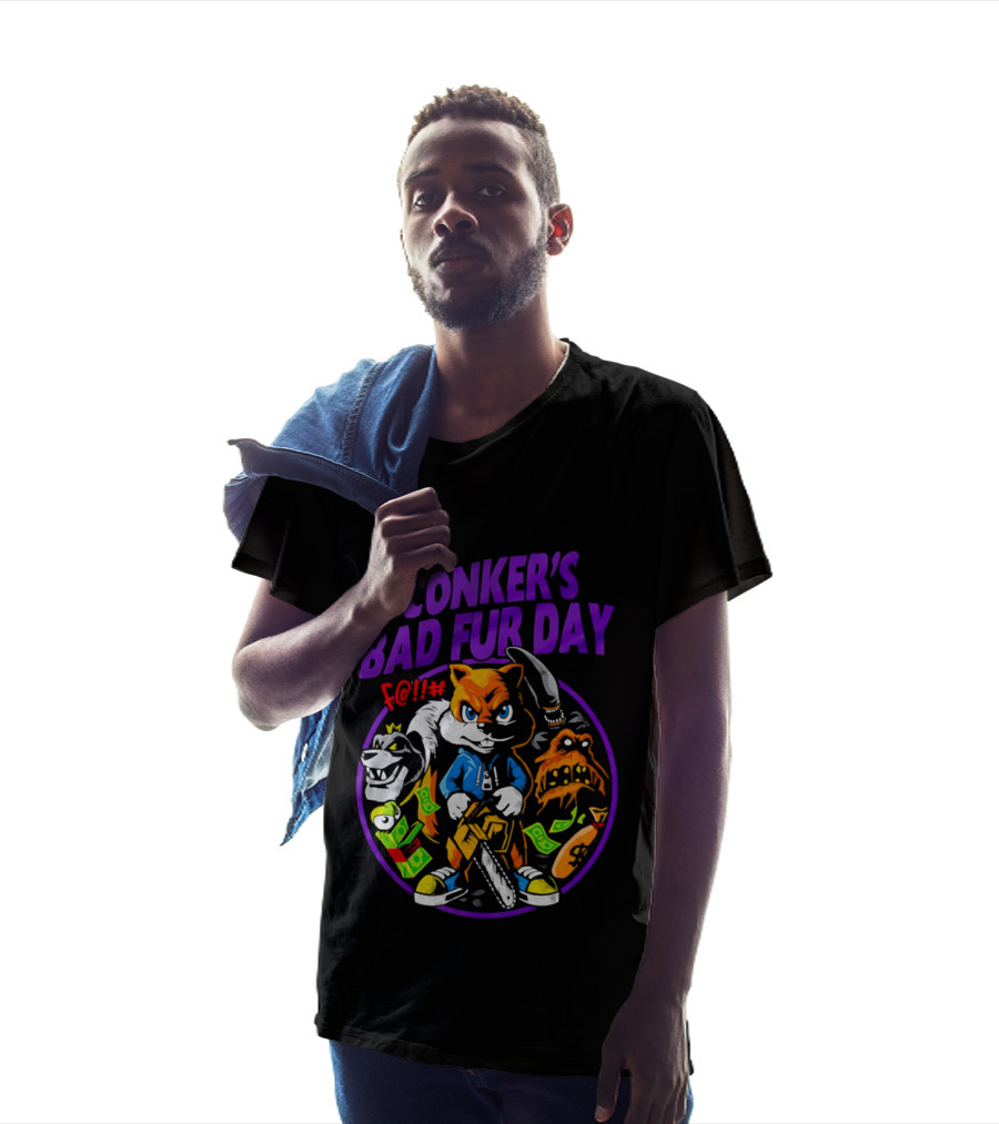 Conker's Bad Fur Day Chainsaw Squirrel Gaming Money T-Shirt