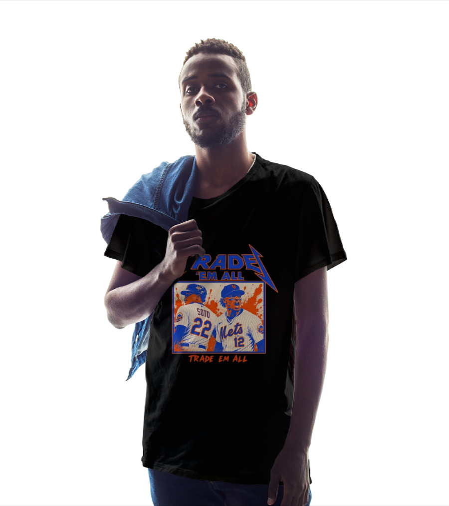 New York Mets Trade Em All Soto Heavy Metal Splatter Player Photos T-Shirt