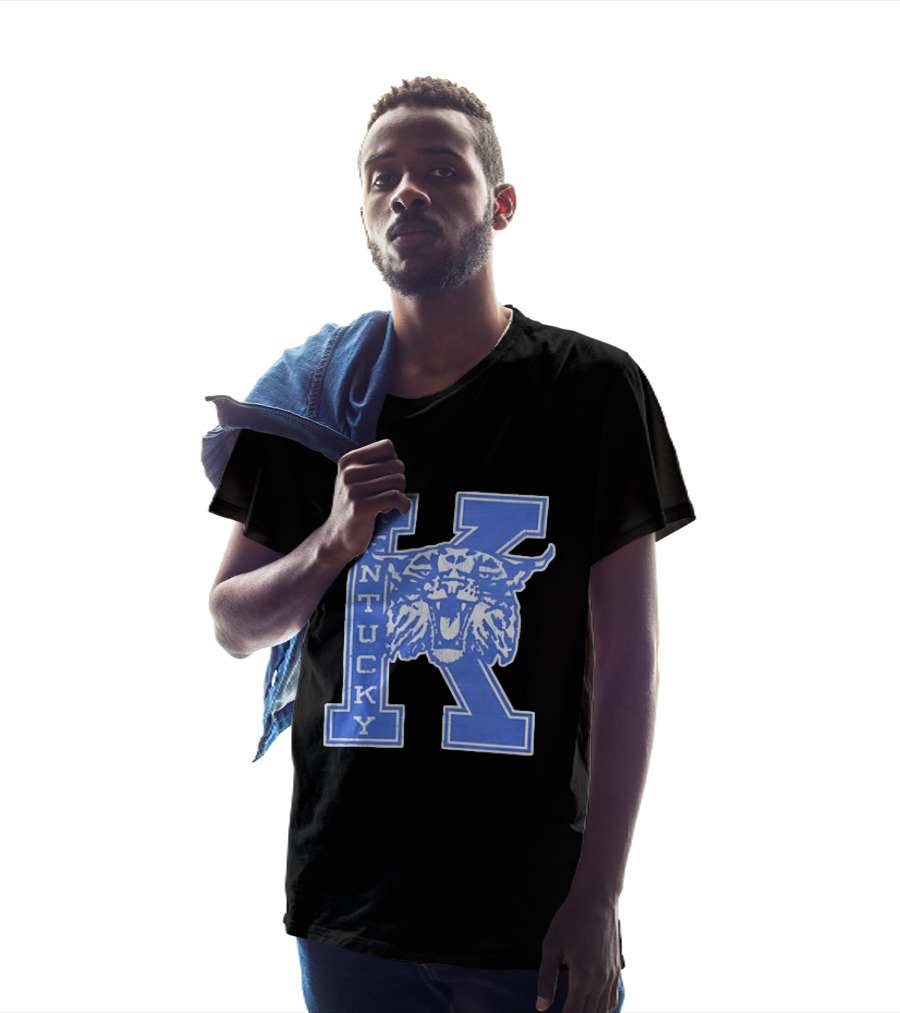 Kentucky Wildcats NCAA Distressed Block Letter K Wildcats Head T-Shirt