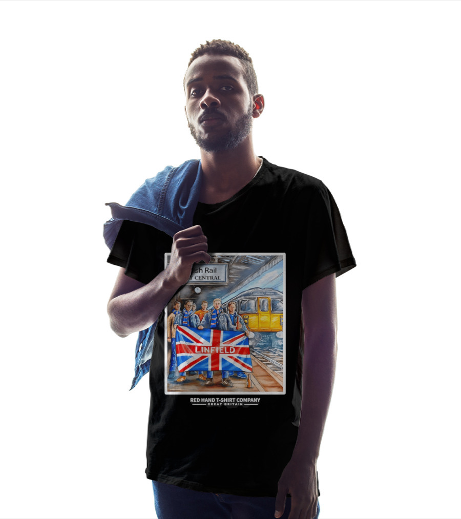British Rail Belfast Central Linfield UK Flag T-Shirt