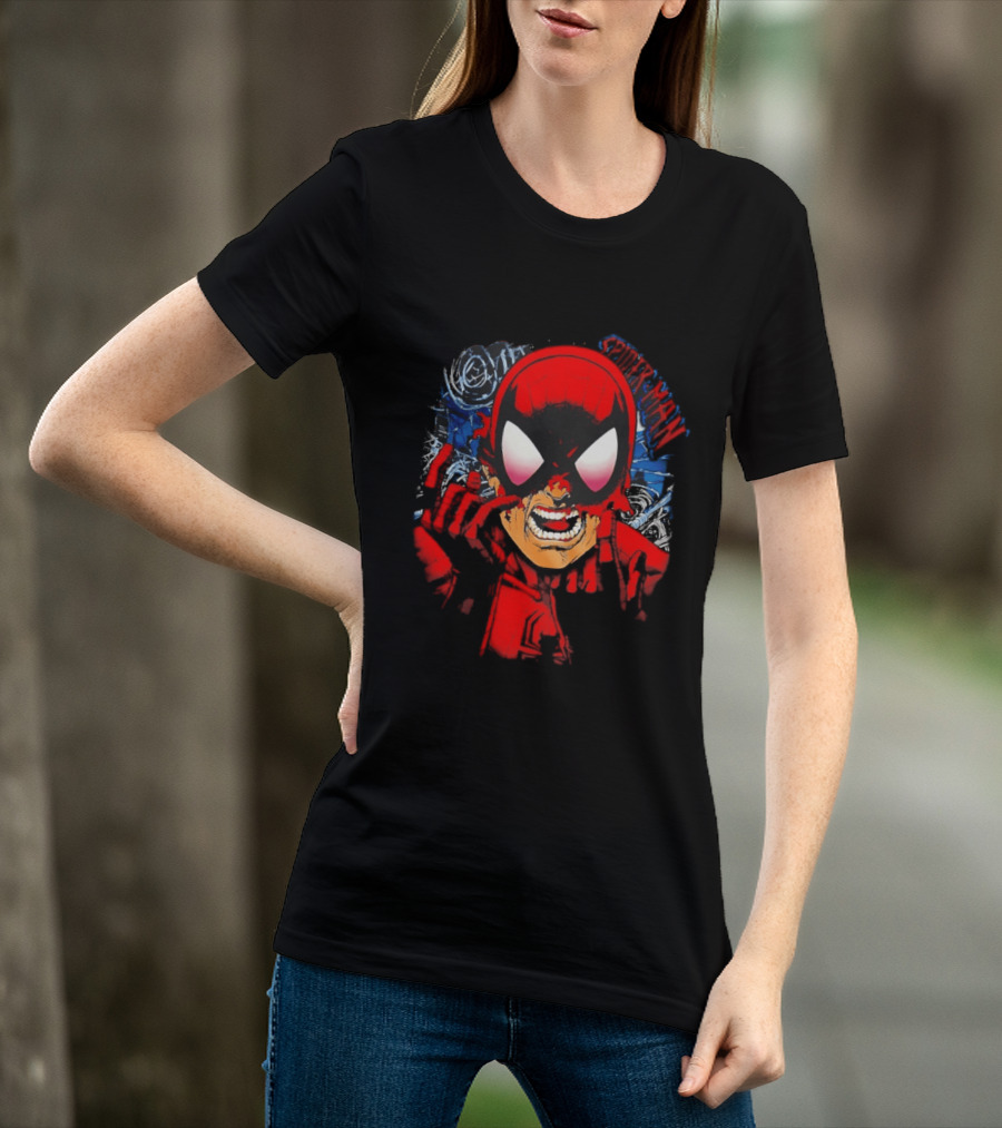 Spider Man Marvel Comics Pulling Off Mask Action T-Shirt
