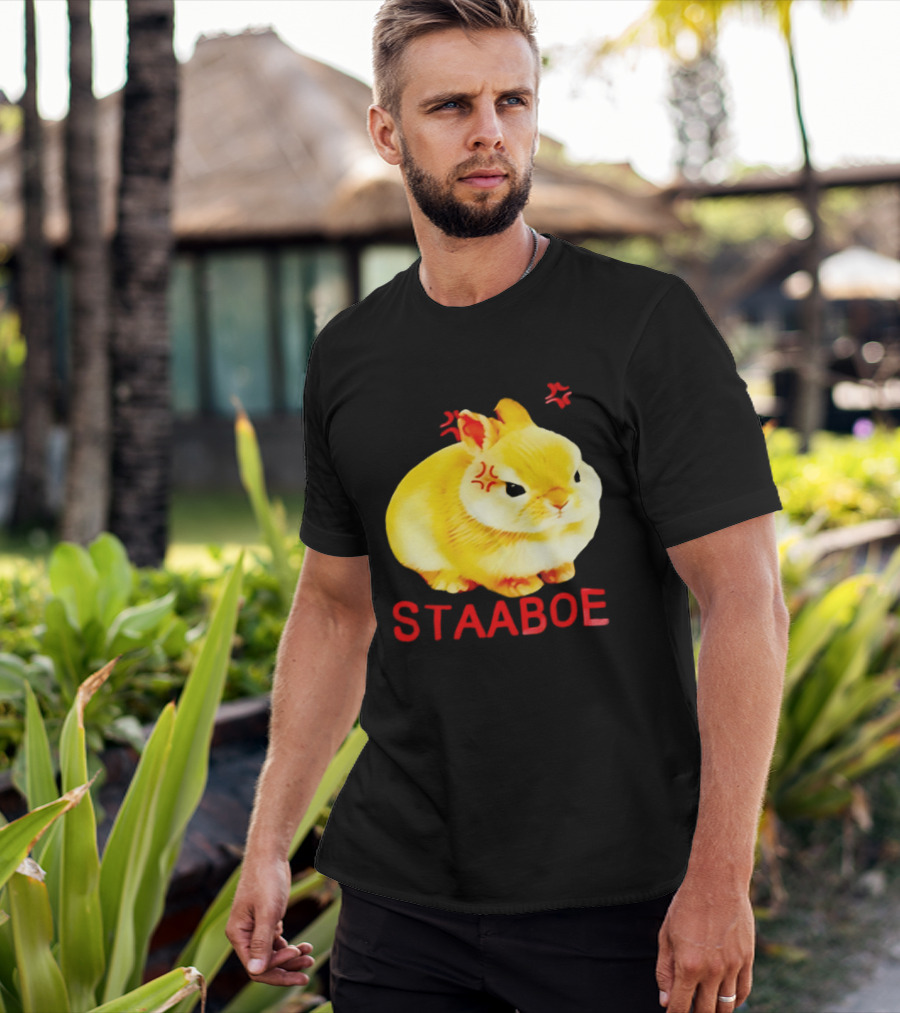 Staaboe Angry Fluffy Yellow Rabbit Red Marks T-Shirt