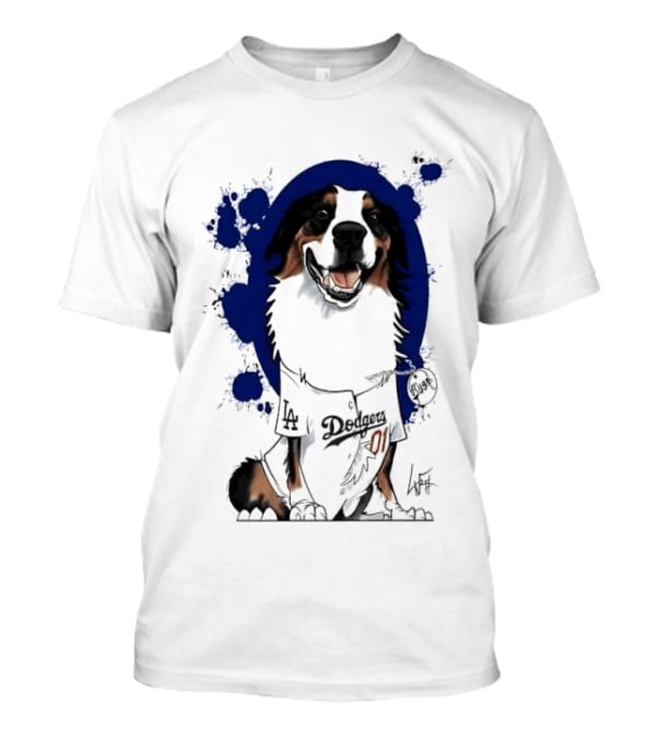 Los Angeles Dodgers MLB Kygo Cartoon Australian Shepherd Dog Paint Splatter T-Shirt