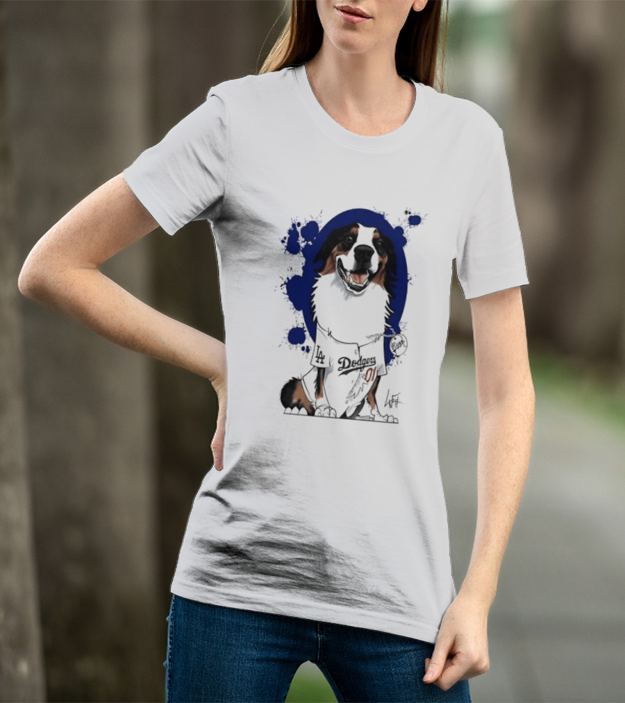 Los Angeles Dodgers MLB Kygo Cartoon Australian Shepherd Dog Paint Splatter T-Shirt
