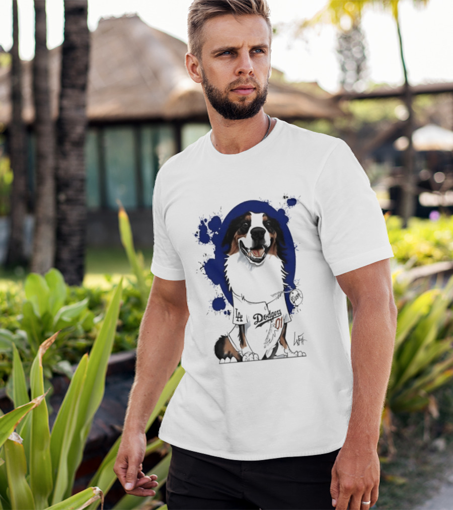 Los Angeles Dodgers MLB Kygo Cartoon Australian Shepherd Dog Paint Splatter T-Shirt