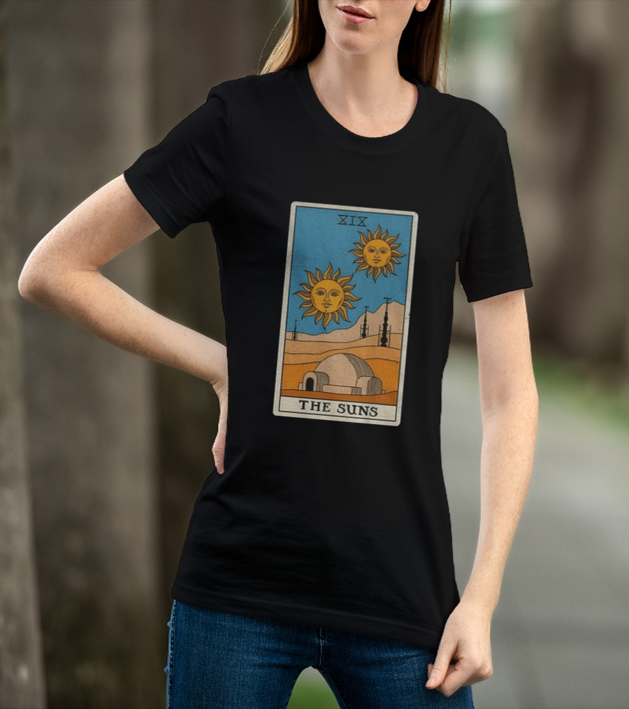 XIX The Suns Twin Suns Tarot Card Star Wars Tatooine Desert Dome T-Shirt