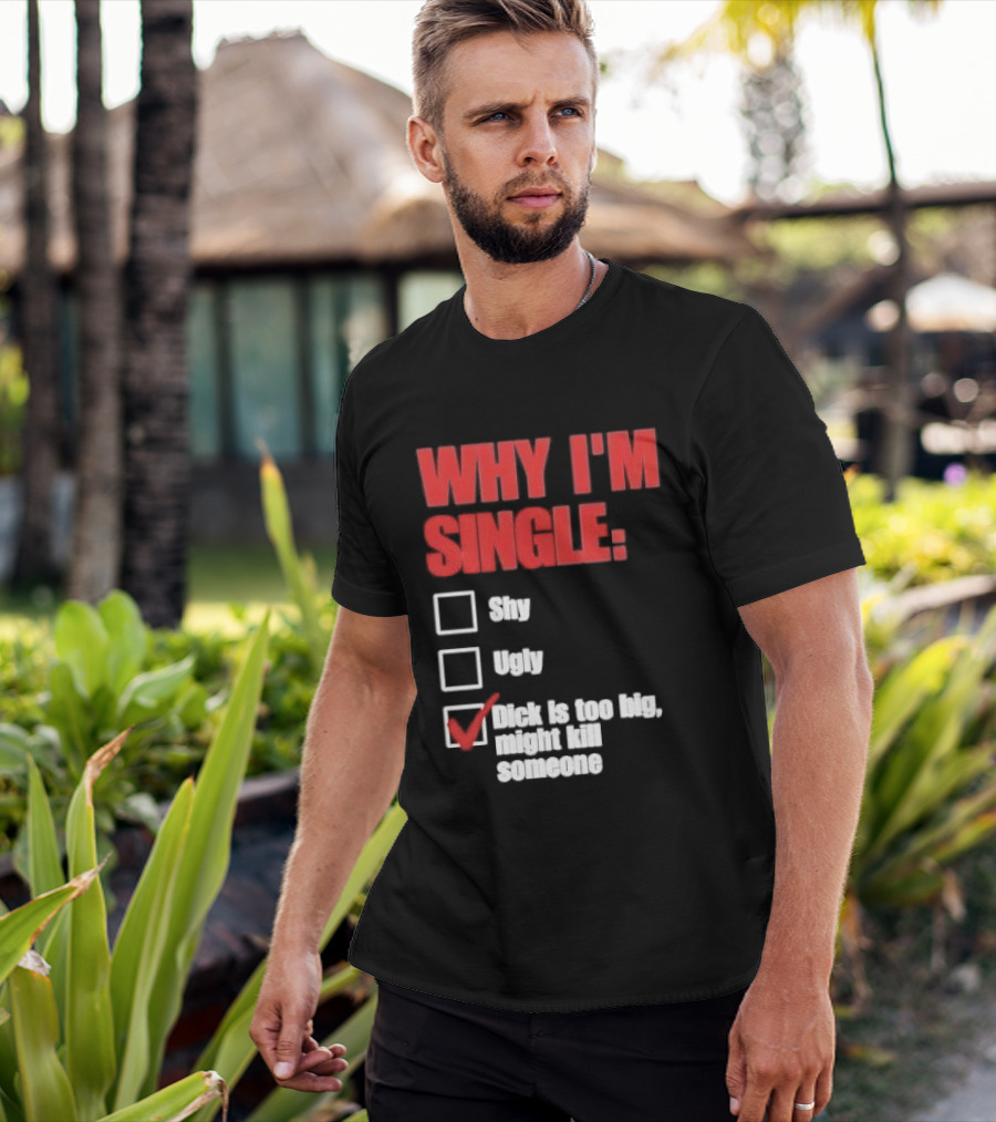 Why I'm Single Checklist Shy Ugly Dick Is Too Big Might Kill Someone Red Check Mark T-Shirt