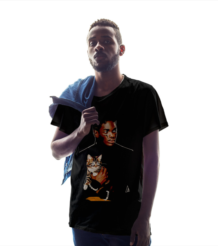 Young Man Holding A Tabby Cat Painting T-Shirt