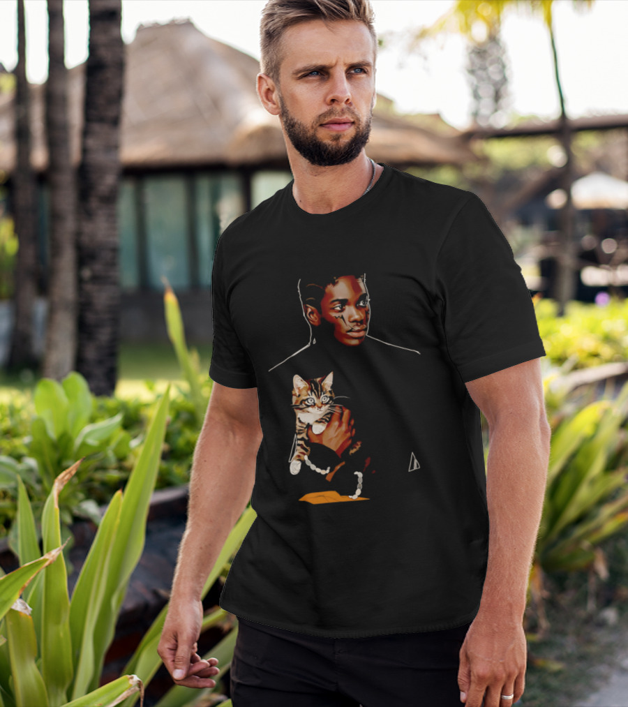 Young Man Holding A Tabby Cat Painting T-Shirt