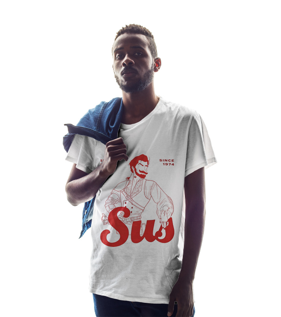 Sneaky Linking Since 1974 Sus Man Red Western T-Shirt