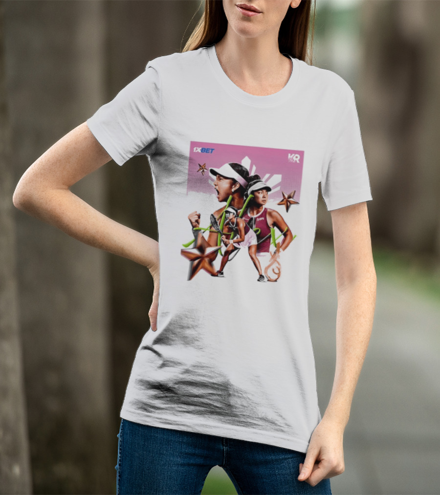 Alex Eala 1XBET Tennis Player Collage Gold Stars Pink T-Shirt