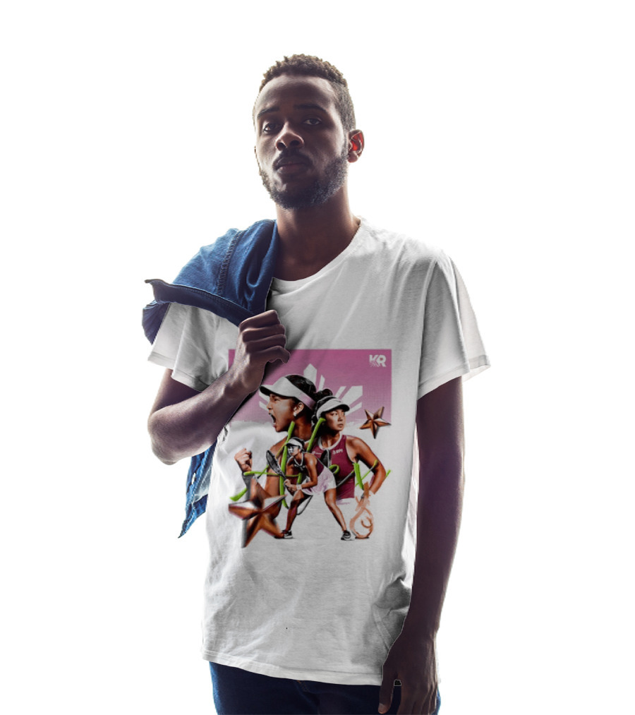 Alex Eala 1XBET Tennis Player Collage Gold Stars Pink T-Shirt
