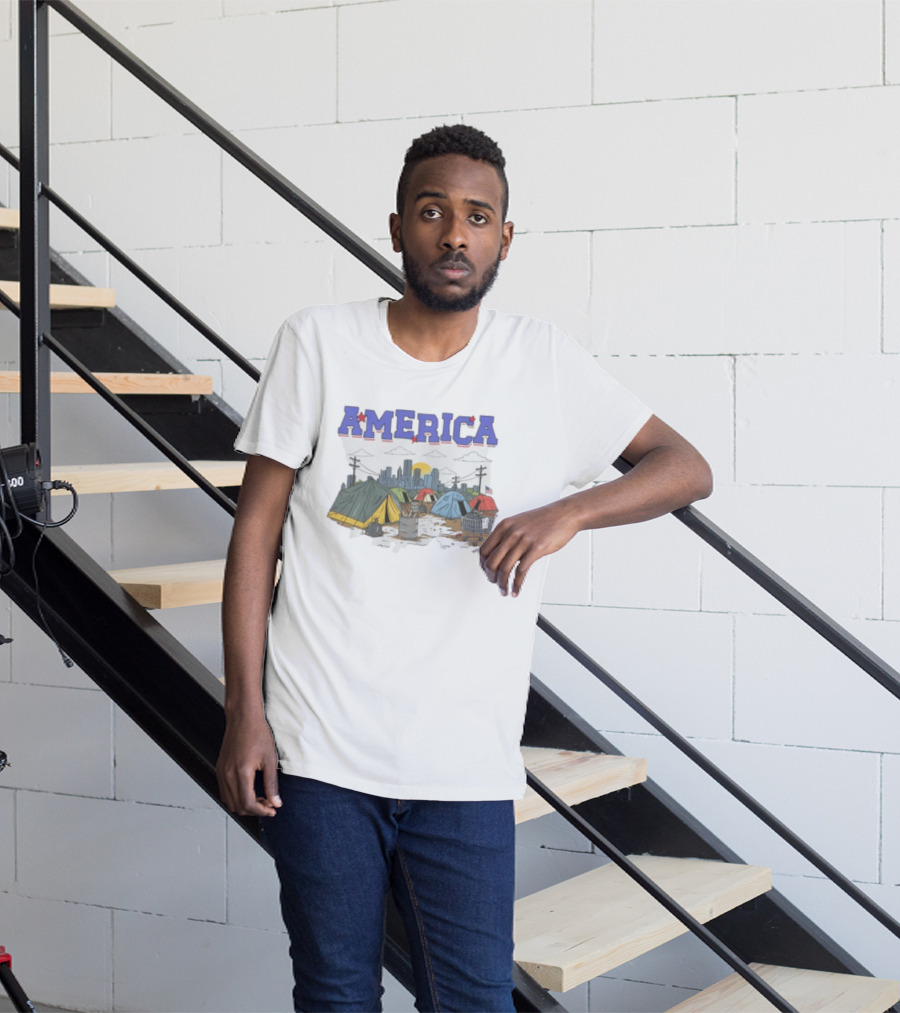 America Cityscape Homeless Encampment T-Shirt