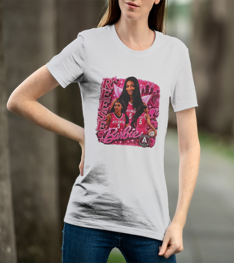 Angel Reese Atlanta Dream Barbie Pink Basketball Collage WNBA T-Shirt