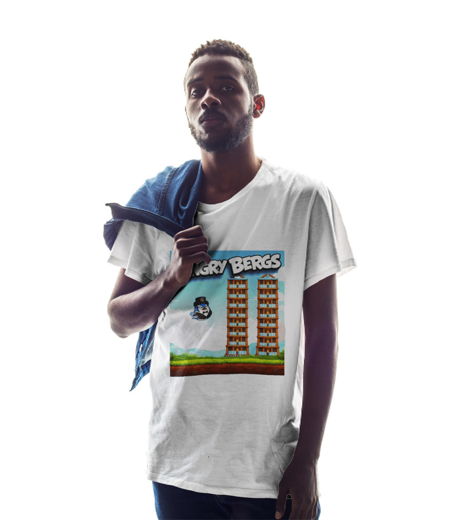 Angry Bergs Funny Parody Building Smash блоки Stack Game T-Shirt