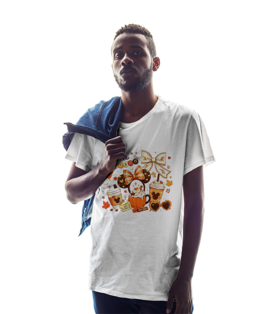 Tis The Season Disney Pumpkin Spice Autumn Coffee Ears And Bows T-Shirt