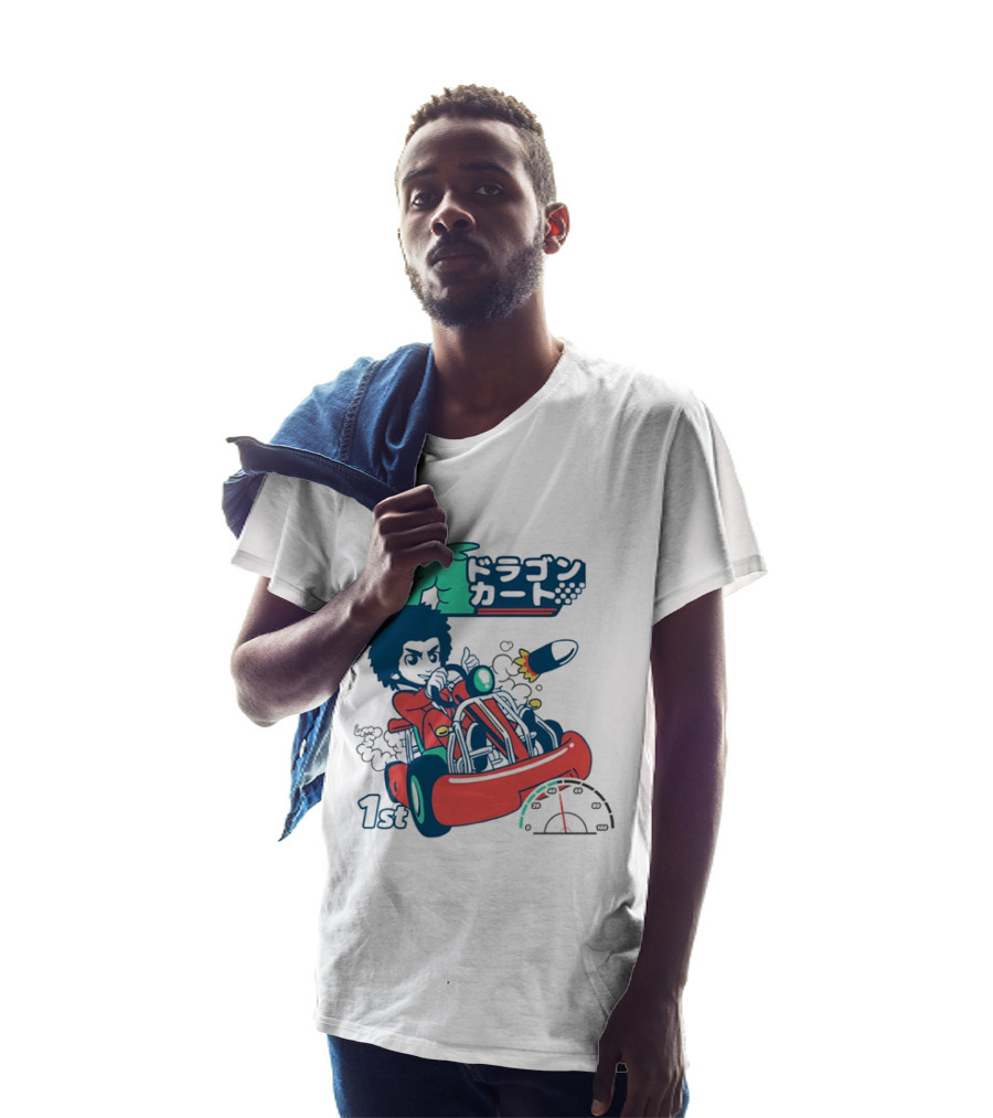 Dragon Kart Japanese Afro Racer 1st Place Red Vehicle Rocket Gauge T-Shirt