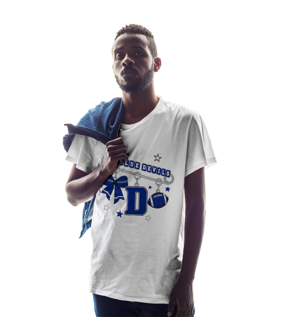 Duke Blue Devils Football Safety Pin Charms Bow Stars T-Shirt