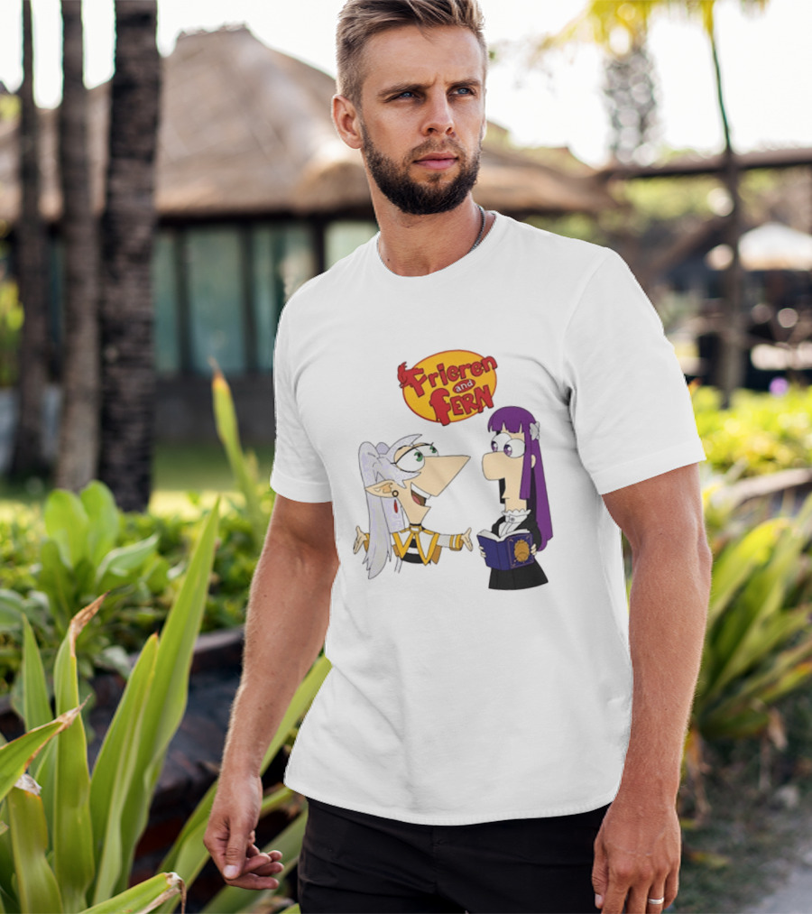 Frieren And Fern Animated Characters With Book And Unique Cartoon T-Shirt