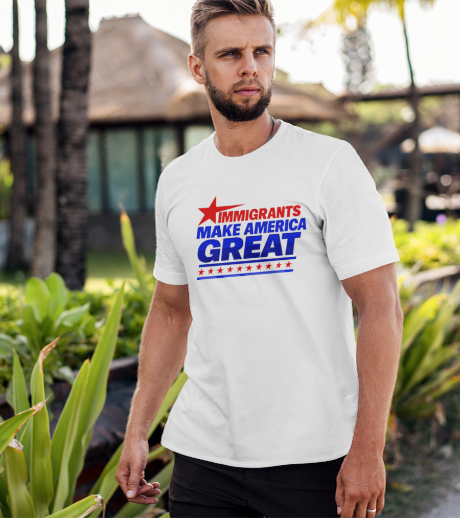 Immigrants Make America Great Red Star Political Message 2026 T-Shirt
