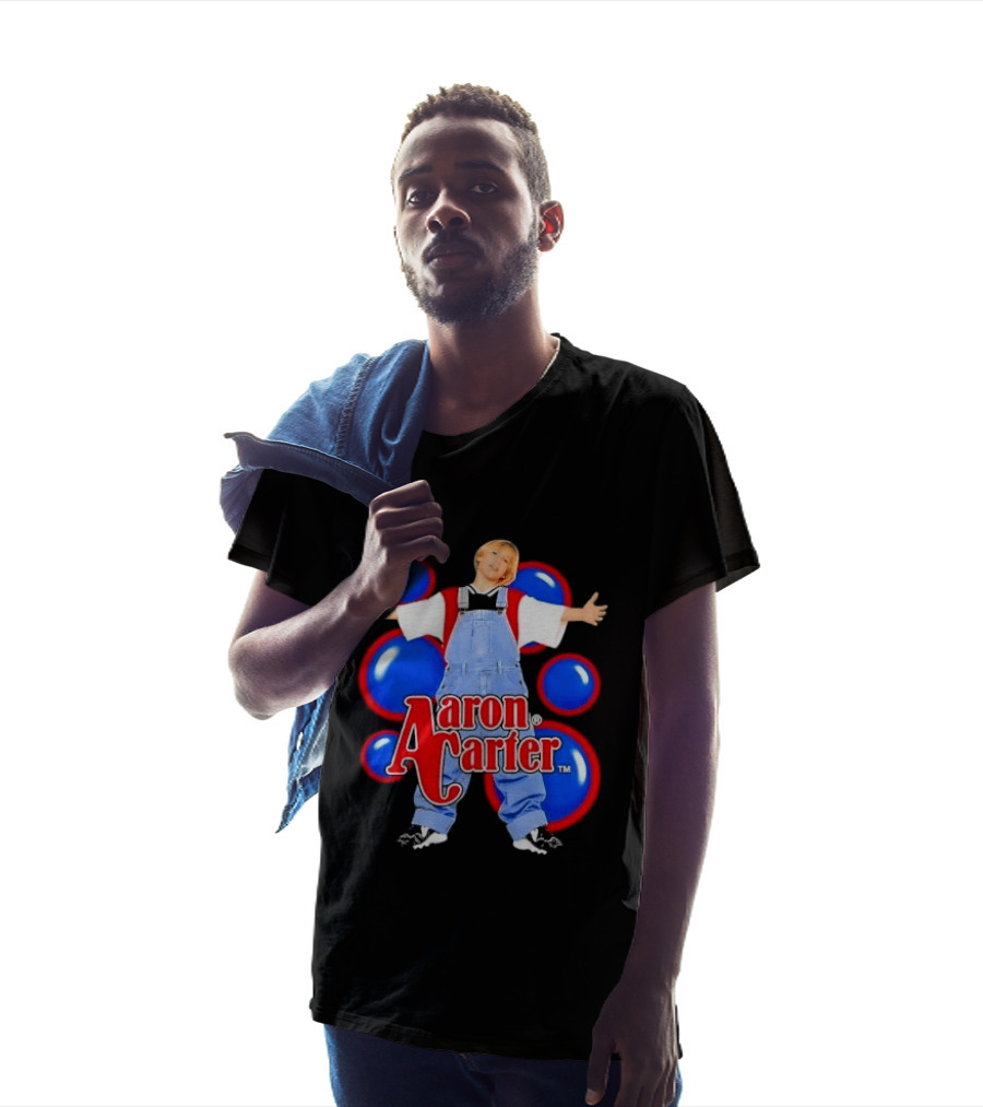 Aaron Carter Denim Overalls Bubbles Photo Bootleg T-Shirt