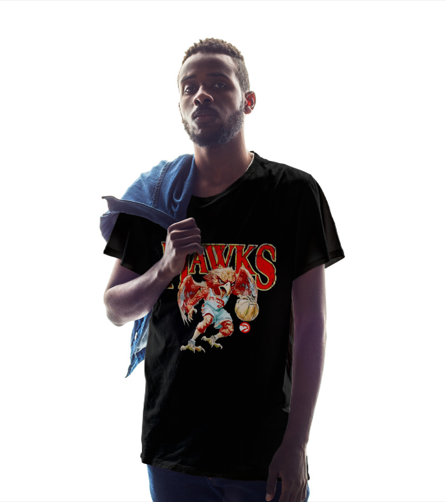 Atlanta Hawks Fierce Dribbling Cartoon Bird In NBA Jersey T-Shirt
