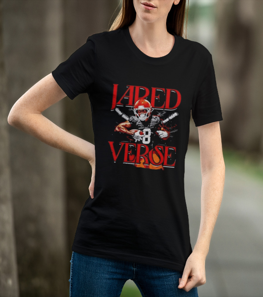 Jared Verse Number 8 Football Player Carrying Ball Distressed Bootleg T-Shirt