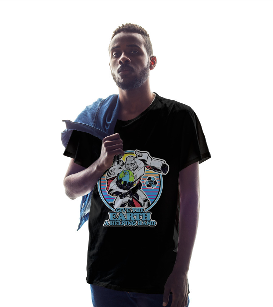 Give The Earth A Helping Hand Megatron With Recycling Symbol Transformers T-Shirt