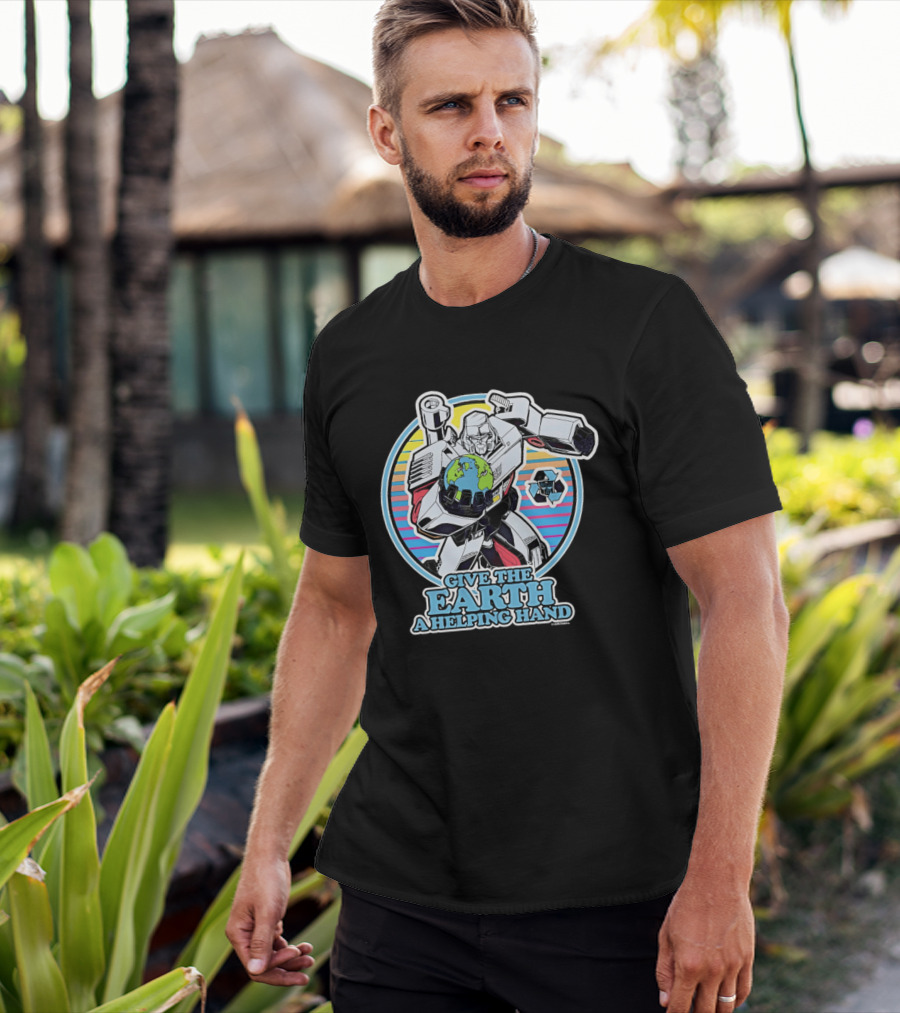Give The Earth A Helping Hand Megatron With Recycling Symbol Transformers T-Shirt