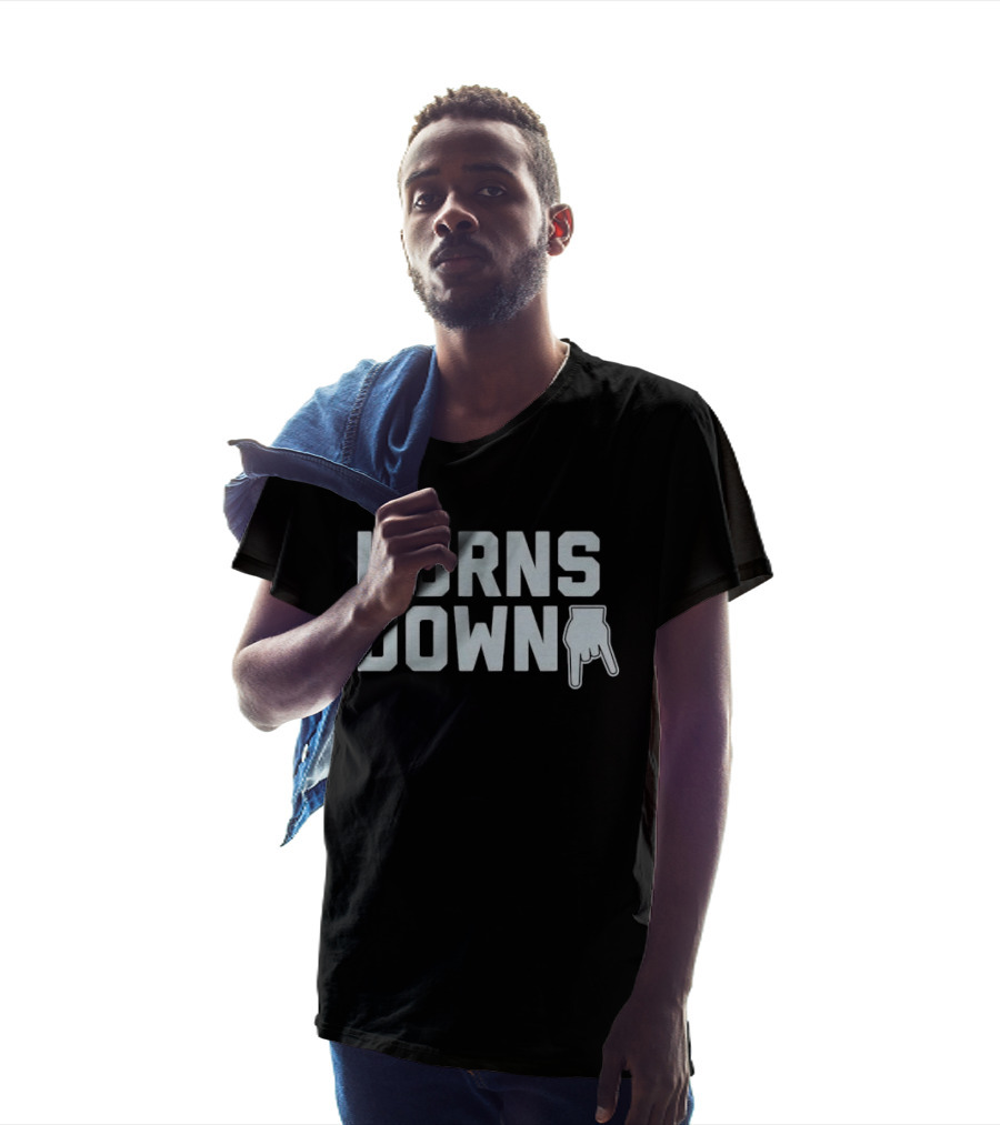 Horns Down Hand Gesture Block Lettering Pointing Finger Sign T-Shirt