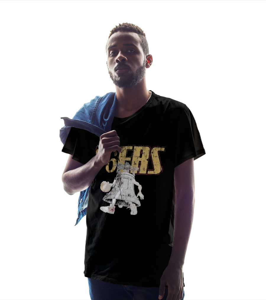Philadelphia 76ers Distressed Liberty Bell Dribbling Basketball T-Shirt