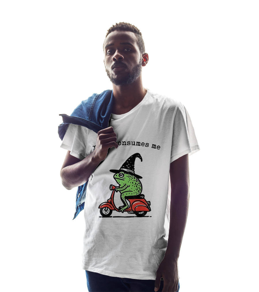 Rage Consumes Me Angry Wizard Frog Riding Scooter T-Shirt